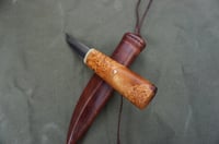 Image 16 of Whittling knife, Fixed Blade 52100, Birch burl handle