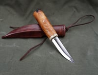 Image 1 of Whittling knife, Fixed Blade 52100, Birch burl handle