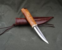 Image 18 of Whittling knife, Fixed Blade 52100, Birch burl handle