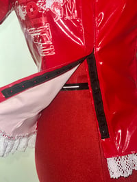 Image 10 of PVC "mutilation is salvation" blouse (red x white)