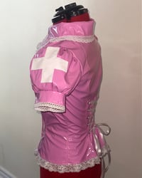 Image 5 of PVC "mutilation is salvation" blouse (pink x white)