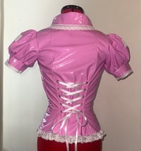 Image 3 of PVC "mutilation is salvation" blouse (pink x white)