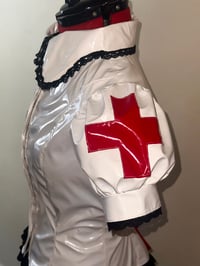 Image 8 of PVC "mutilation is salvation" blouse (white x black)
