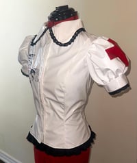 Image 4 of PVC "mutilation is salvation" blouse (white x black)