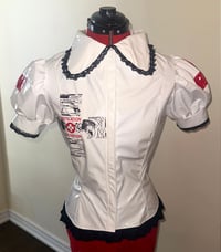 Image 2 of PVC "mutilation is salvation" blouse (white x black)