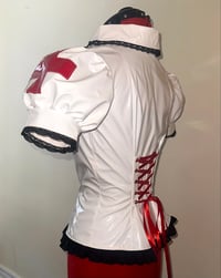 Image 7 of PVC "mutilation is salvation" blouse (white x black)