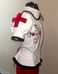 Image 5 of PVC "mutilation is salvation" blouse (white x black)