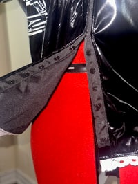 Image 10 of *plus size* PVC "mutilation is salvation" blouse (black x white)