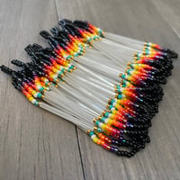 Image 2 of Fire colors - Black and white seed beaded earrings