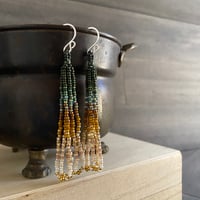 Image 1 of Cattails by the Creek - seed beaded earrings