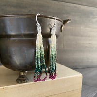 Image 2 of She said 2 Jade, magenta  - seed beaded earrings
