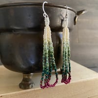 Image 1 of She said 2 Jade, magenta  - seed beaded earrings