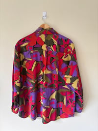 Image 5 of Vintage Decelda Long Sleeve Shirt with Bright Unique Print | Bold Colourful Fabric| Size 14.