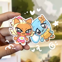 Image 1 of Cat and Bunny Hello Sticker