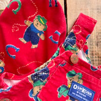 Image 3 of Vintage OshKosh Corduroy Overalls: Cowboy Teddy Bear Vestbak | 2T