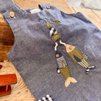 Image 2 of Mud Pie Chambray "Gone Fishing" Applique Shortall |12 Months
