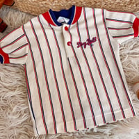 Image 1 of Vintage 1980s "Play Ball" Pinstripe Baseball Pullover | 2T