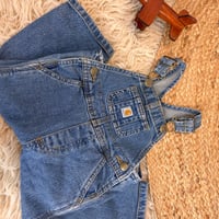 Image 2 of Vintage 1980s Carhartt "Master Cloth" Sanforized Denim Overalls | 12 Months