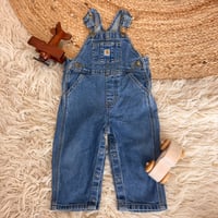 Image 3 of Vintage 1980s Carhartt "Master Cloth" Sanforized Denim Overalls | 12 Months