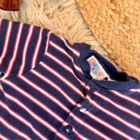 Image 2 of Vintage 1980s Nautical Multi-Stripe Knit Romper | 0-3 Months