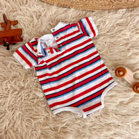 Image 2 of Vintage 1990s Okie Dokie Nautical Stripe Polo Onesie | 3-6 Months