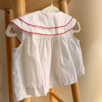 Image 3 of Vintage 1980s Heart Motif Embroidered Sailor-Collar Top | 6-9 Months