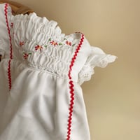 Image 2 of Vintage Hand-Smocked Red Ric-Rac Flutter Dress | 12 Months