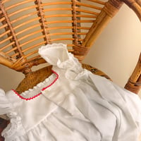 Image 3 of Vintage Hand-Smocked Red Ric-Rac Flutter Dress | 12 Months