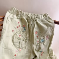 Image 2 of Vintage 1990s Petit Lem Sage Green Embroidered Novelty Sweatpants | 12 Months