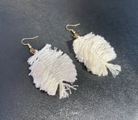 Image 1 of Handmade Macramé Leaf Earrings | Boho Fringe Earrings