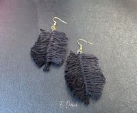 Image 2 of Handmade Macramé Leaf Earrings | Boho Fringe Earrings