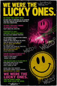 Image 2 of We Were The Lucky Ones – A3 Old Skool Rave Poster by Wezo