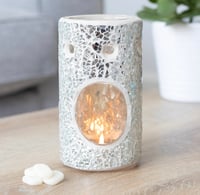 Image 1 of Silver crackled glass wax melt holder 