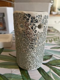 Image 3 of Silver crackled glass wax melt holder 