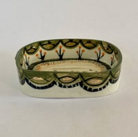 Image 1 of Green and gold soap dish