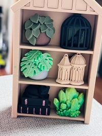 Image 1 of Mini Bookshelf with Clickers – 3D Printed Decorative Shelf Set