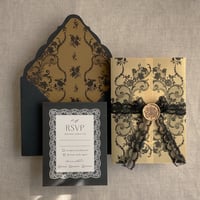 Image 4 of Versailles nocturne floral lace printed Vellum wrap for 5x7 card PACK of 10