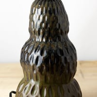 Image 3 of Handmade Ceramic Table Lamp – Textured Moss Green, Dark Brown, and Deep Orange Artisan Lighting