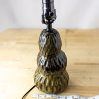 Image 5 of Handmade Ceramic Table Lamp – Textured Moss Green, Dark Brown, and Deep Orange Artisan Lighting