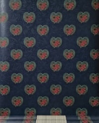 1990s Vintage Ronald Redding Wallpaper Rolls - Romantic Heart Gothic Roses Dark - (Sets of 2 Rolls) – detail view 6