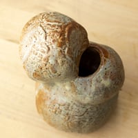 Image 3 of Hand-Built Ceramic Madonna Bud Vase – Petite Burnt Orange & Cream Textured Pottery