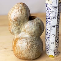 Image 4 of Hand-Built Ceramic Madonna Bud Vase – Petite Burnt Orange & Cream Textured Pottery