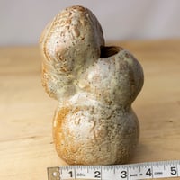 Image 5 of Hand-Built Ceramic Madonna Bud Vase – Petite Burnt Orange & Cream Textured Pottery