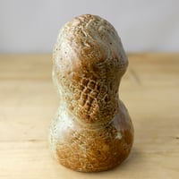 Image 2 of Hand-Built Ceramic Madonna Bud Vase – Petite Burnt Orange & Cream Textured Pottery
