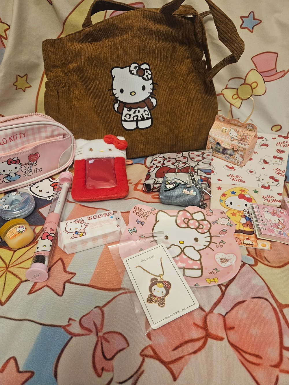 Image of Hello Kitty Brown Corduroy Shoulder Bag Bundle 