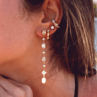 Image 4 of Multi-Cut Crystal Linear Drop Earrings