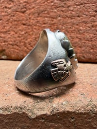 Image 6 of WL&A Handmade Heavy Sterling Royston Turquoise Thunderbird Signet Ring - Size 11 