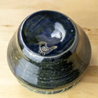 Image 5 of Handmade Blue Green Ceramic Bowl with Woven Reed Rim | Art Pottery