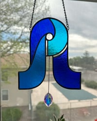 Image 3 of Pretty Lights Swirl Stained Glass Suncatcher Mobile – Blue