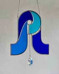 Image 1 of Pretty Lights Swirl Stained Glass Suncatcher Mobile – Blue